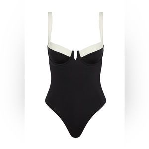 BNWT, unworn CLOVELLY ONE PIECE - IVORY/BLACK Monday swimwear size small S